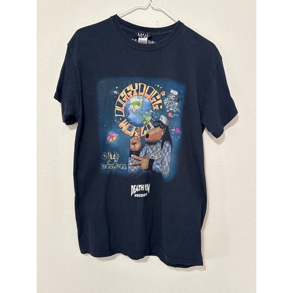 boohooMAN Death Row Records T-Shirt Mens Small Black Snoop Dogg Graphic Tee